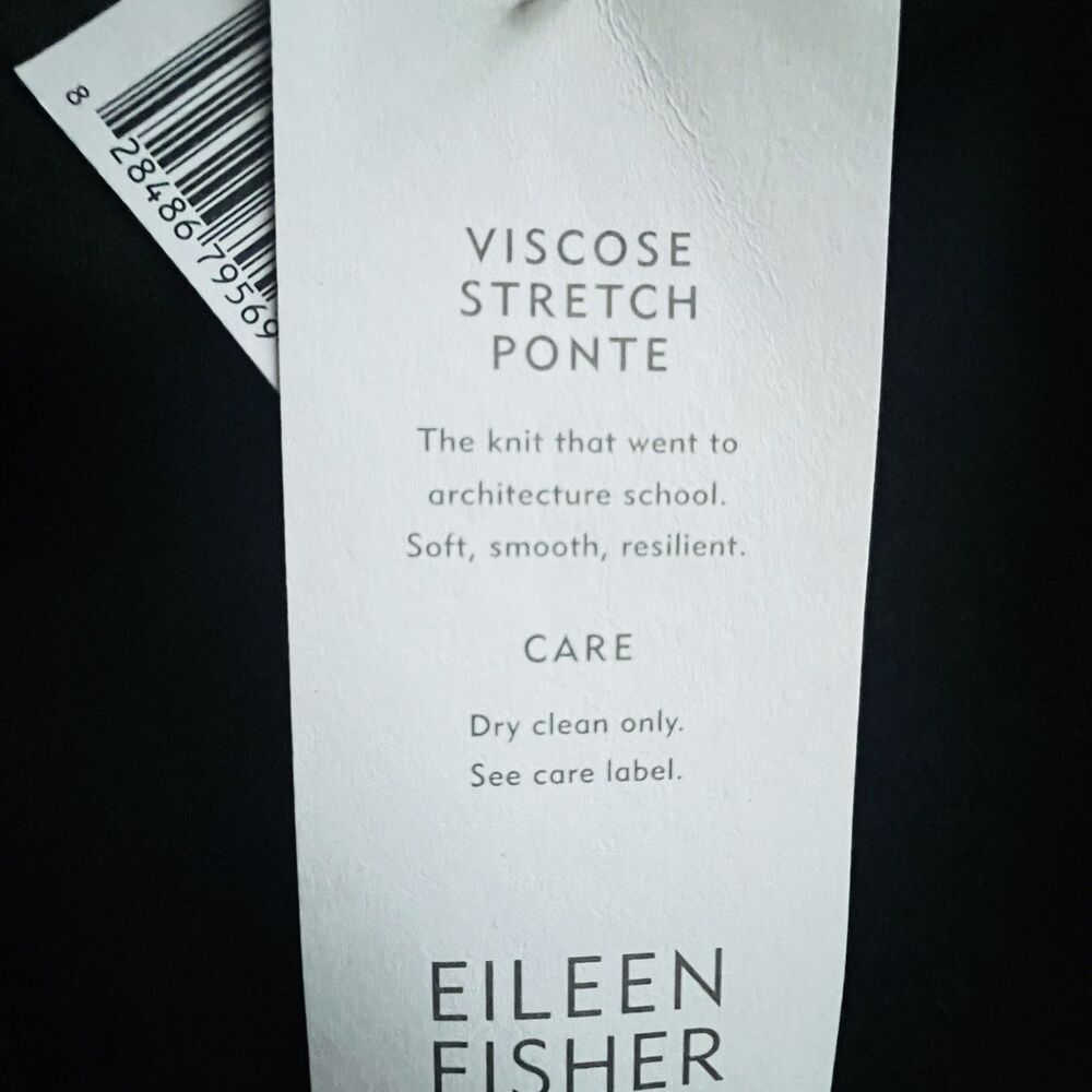 Eileen Fisher Dress M Black Stretch Ponte Minimalist Sleeveless NWT - Picture 9 of 12